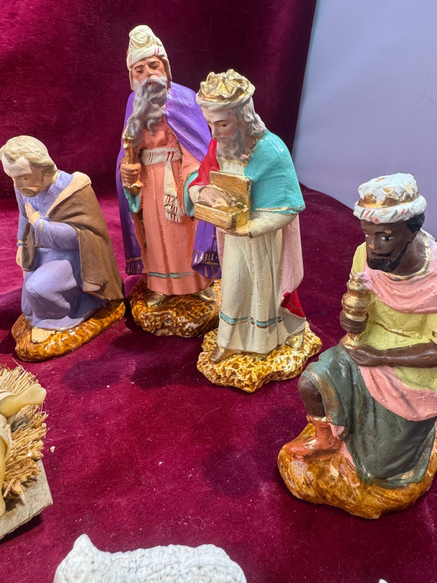 Painted Plaster Nativity Scene -photo-1