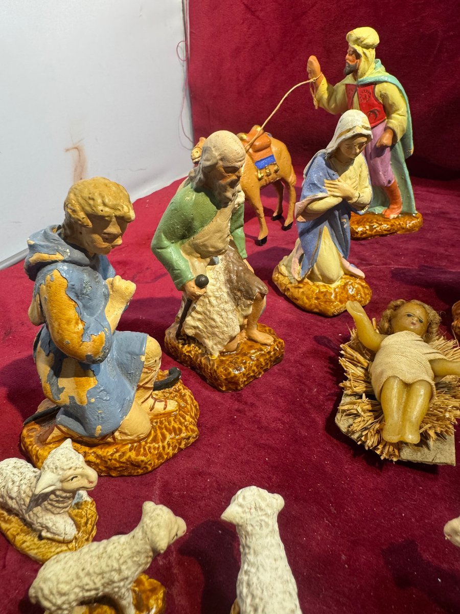 Painted Plaster Nativity Scene -photo-2