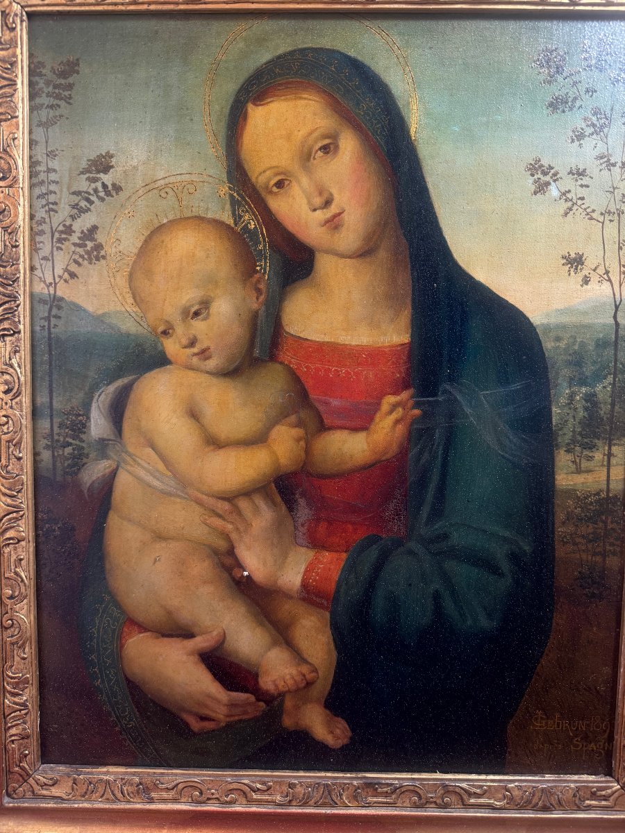 VIERGE A L ENFANT LEBRUN   D APRES SPAGNA  GIOVANNI DI PIETRO-photo-1