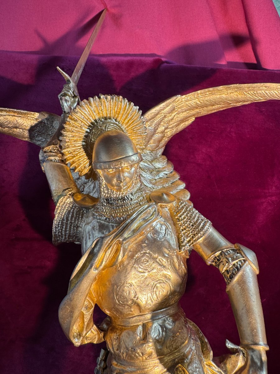 SAINT MICHEL BRONZE DORE FREMIET BARBEDIENNE-photo-2