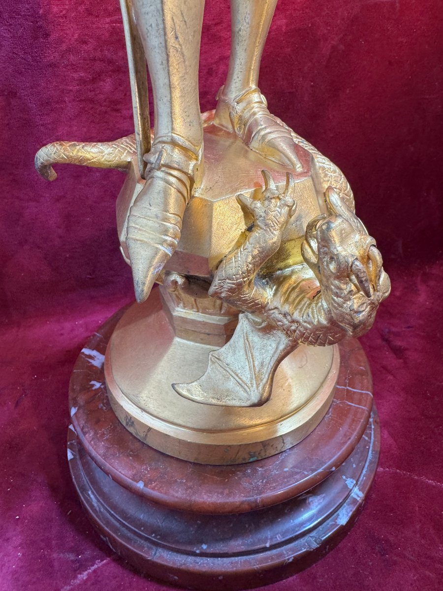 SAINT MICHEL BRONZE DORE FREMIET BARBEDIENNE-photo-4