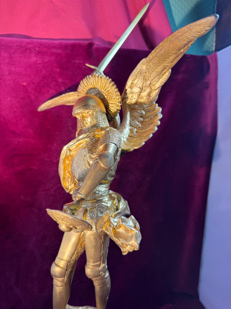 SAINT MICHEL BRONZE DORE FREMIET BARBEDIENNE-photo-1