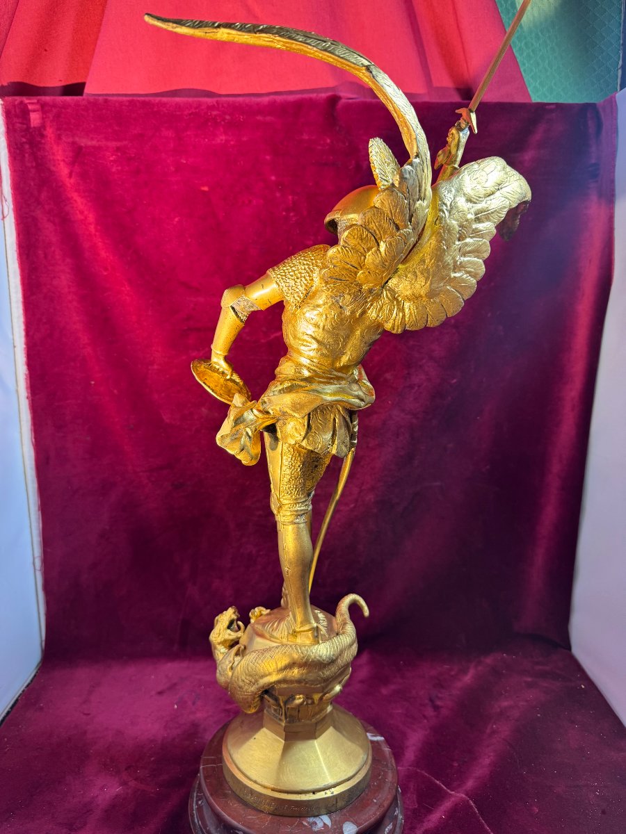 SAINT MICHEL BRONZE DORE FREMIET BARBEDIENNE-photo-4