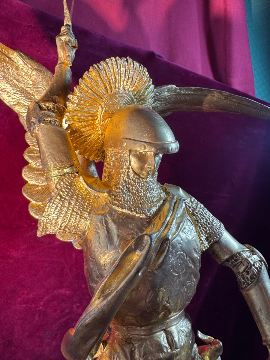 SAINT MICHEL BRONZE DORE FREMIET BARBEDIENNE-photo-7