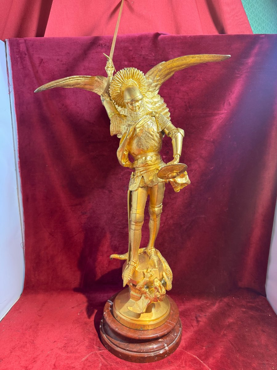 SAINT MICHEL BRONZE DORE FREMIET BARBEDIENNE