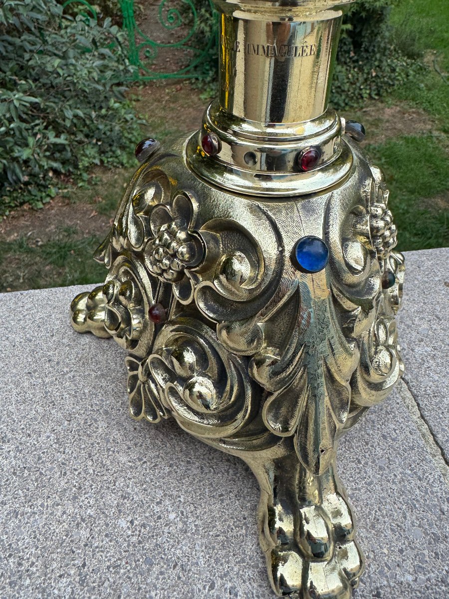 Large Altar Crucifix, Gilded Bronze -photo-3