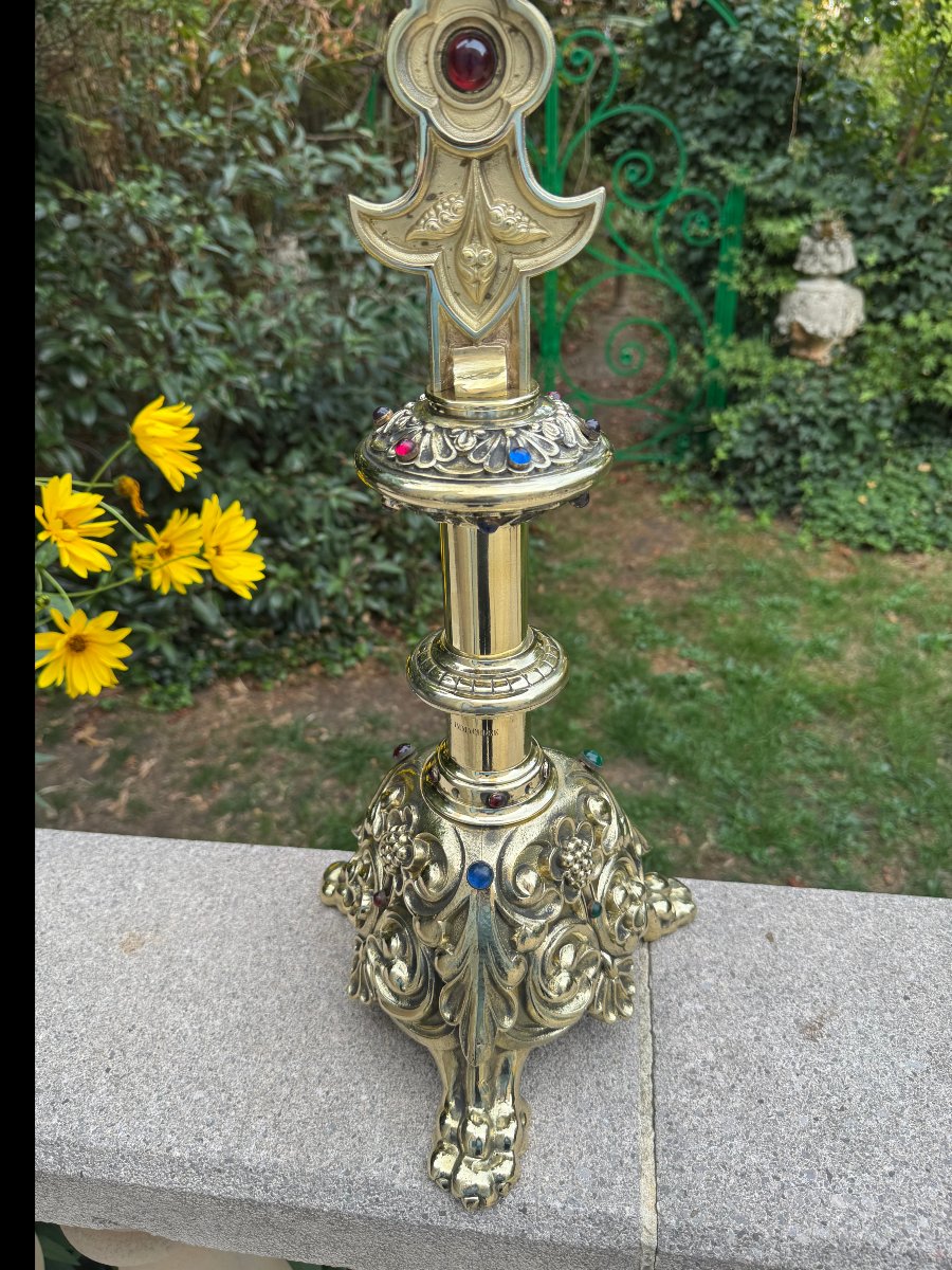 Large Altar Crucifix, Gilded Bronze -photo-2