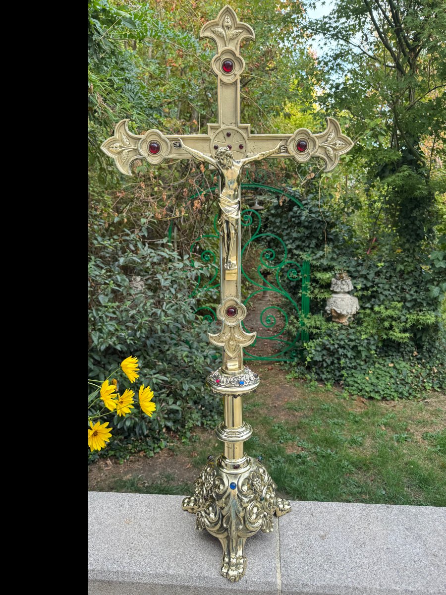 Large Altar Crucifix, Gilded Bronze 