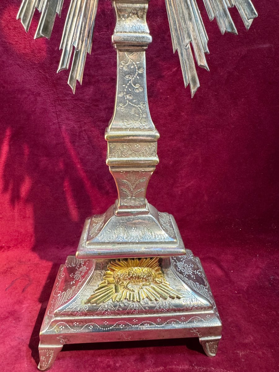 Monsstrance Made Of Silver-plated Bronze And Solid Silver-photo-2