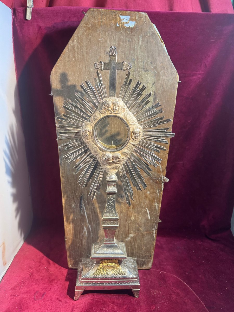Monsstrance Made Of Silver-plated Bronze And Solid Silver-photo-3