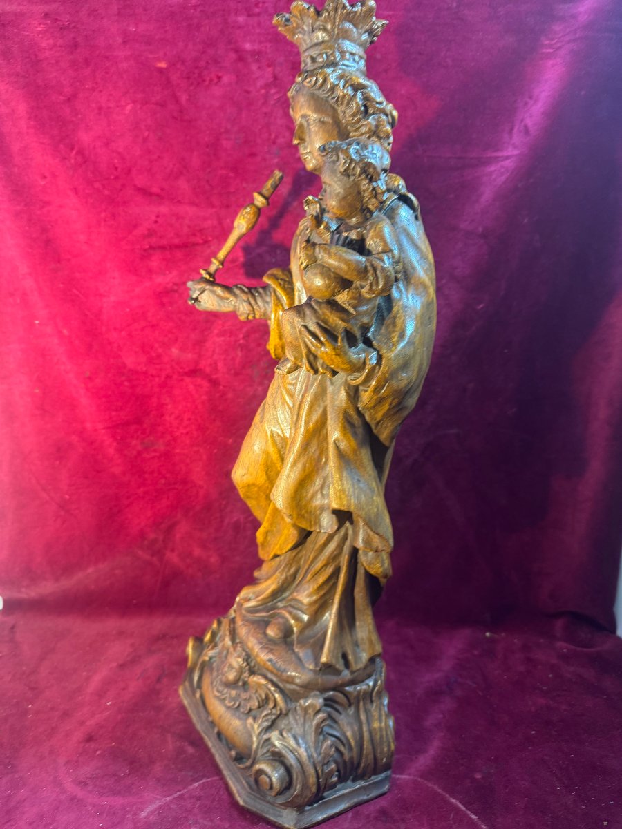 VIERGE A L ENFANT TERRE CUITE VERNISSEE XVIII EME -photo-2
