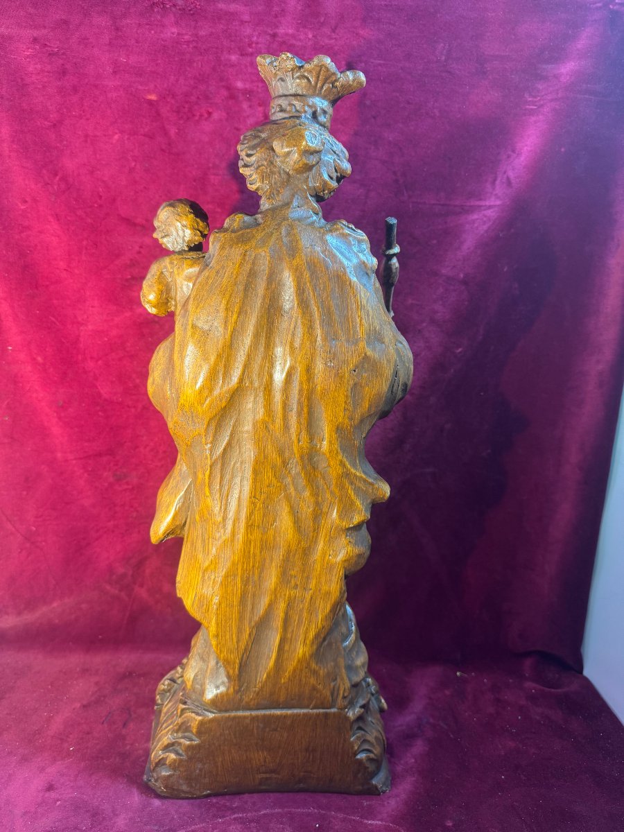 VIERGE A L ENFANT TERRE CUITE VERNISSEE XVIII EME -photo-5