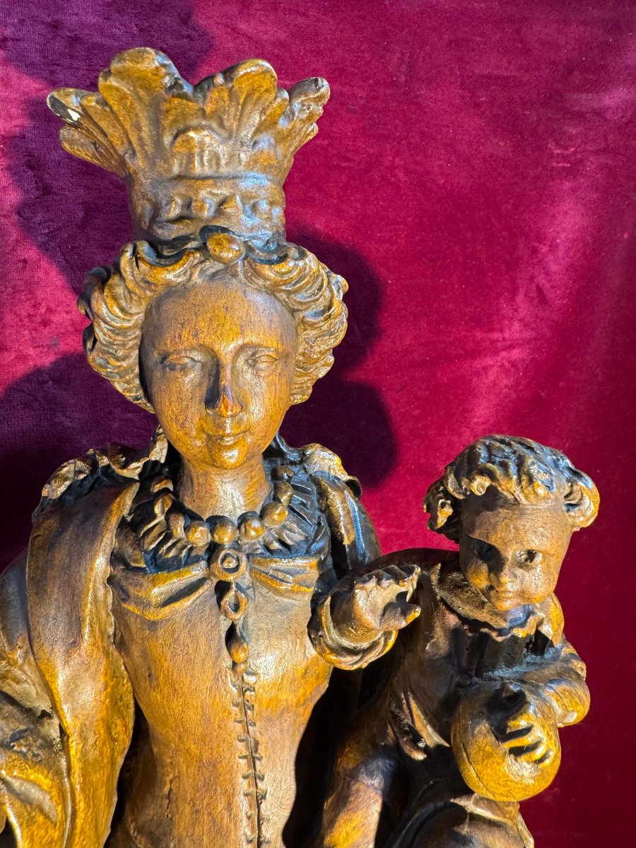 VIERGE A L ENFANT TERRE CUITE VERNISSEE XVIII EME -photo-6
