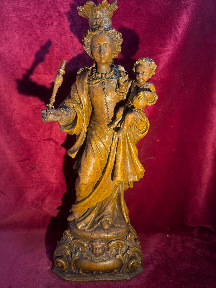 VIERGE A L ENFANT TERRE CUITE VERNISSEE XVIII EME 
