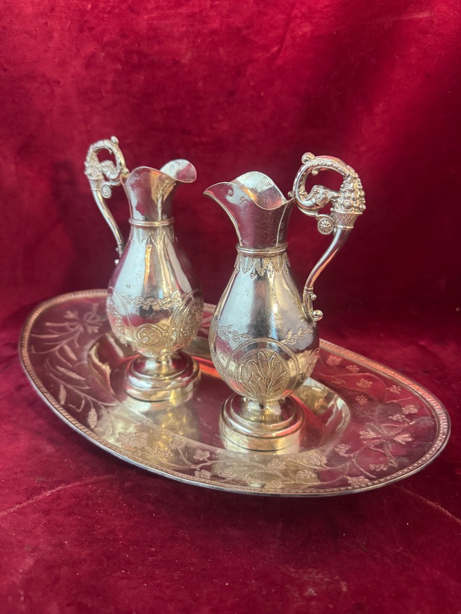 BURETTES EN ARGENT ET LEUR PLATEAU -photo-2