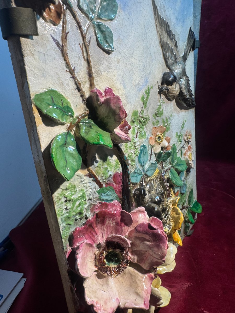 Flowers And Birds Barbotine Plates, Monaco -photo-4
