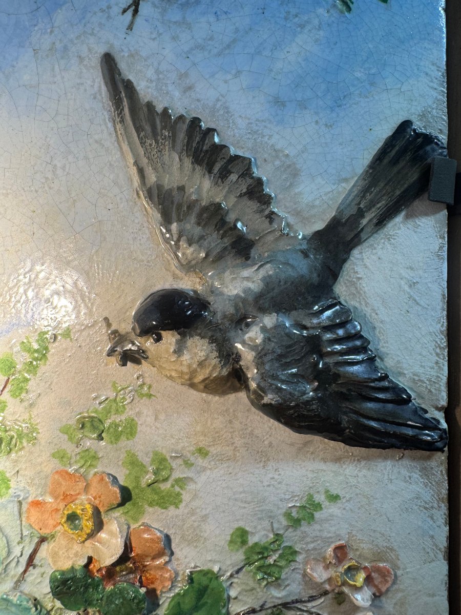 Flowers And Birds Barbotine Plates, Monaco -photo-5