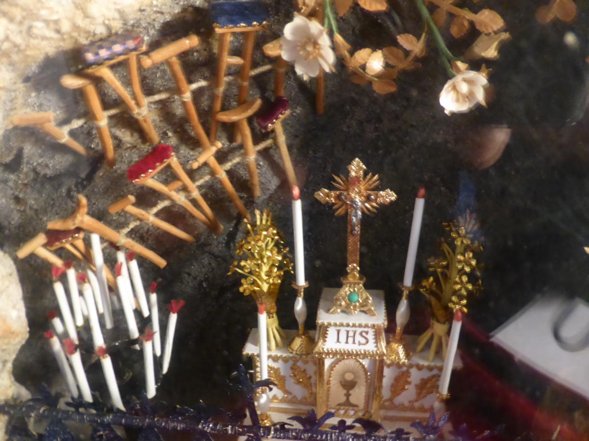 Diorama Lourdes Grotto Bernadette And Immaculee Conception-photo-3