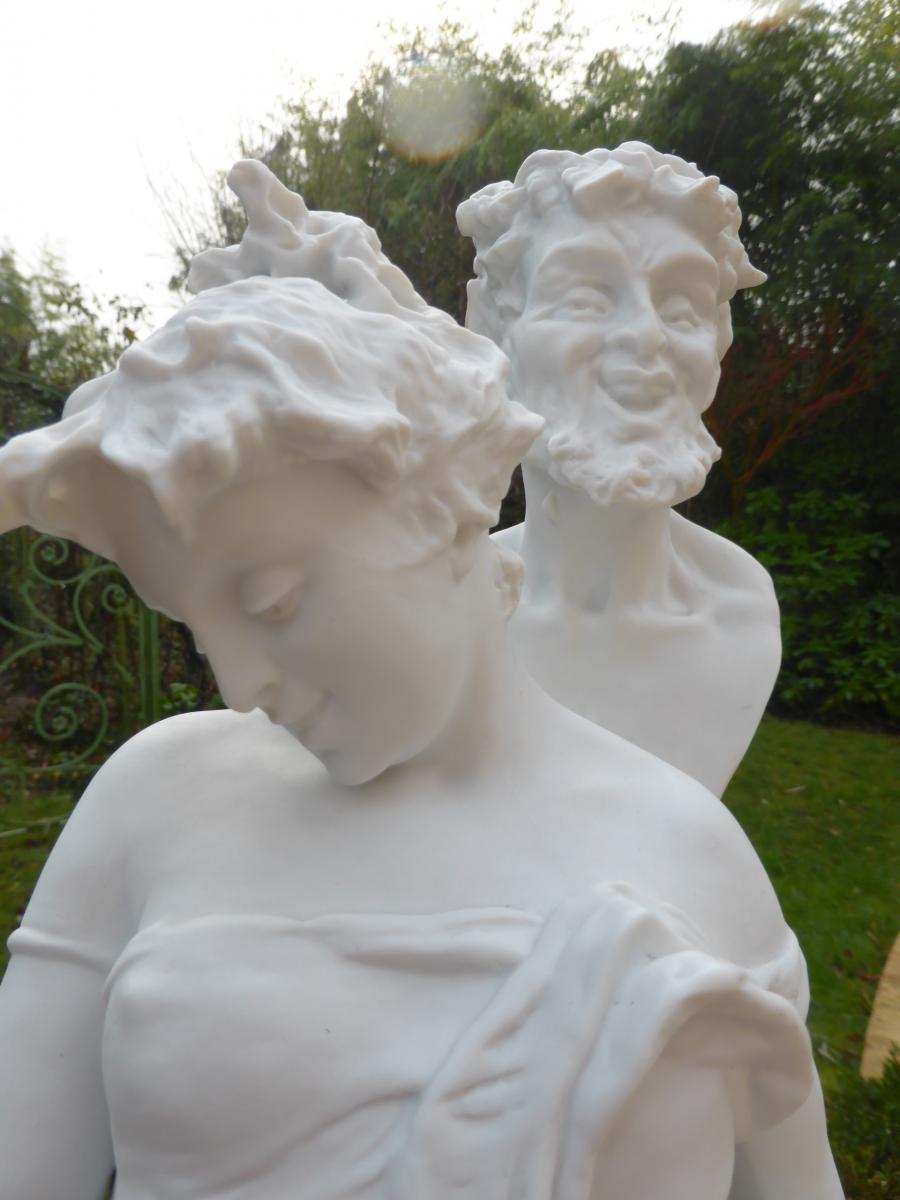 Sculpture En Biscuit Jeune Fille Et Terme-photo-3