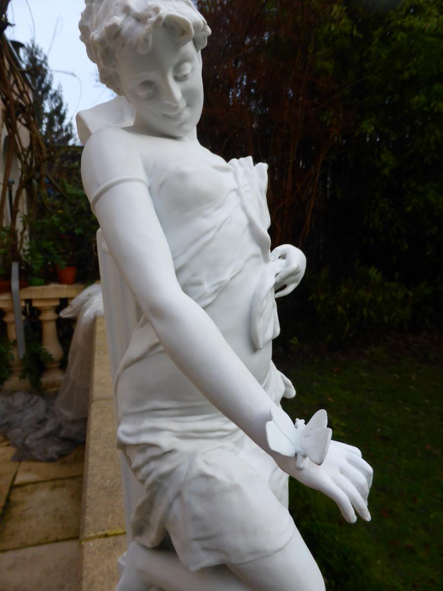 Sculpture En Biscuit Jeune Fille Et Terme-photo-3