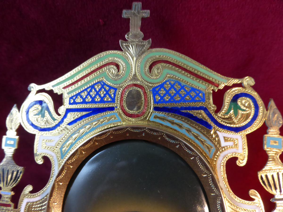 Medaillon Oratoire De Chevet Cloisonne Vierge-photo-4