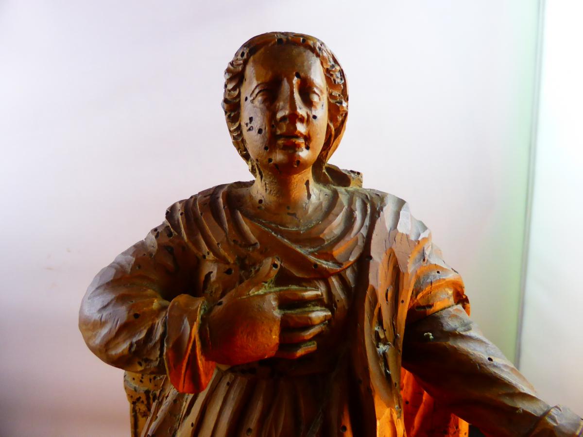 Sainte Barbe Statue Bois 17 Eme Siecle-photo-4
