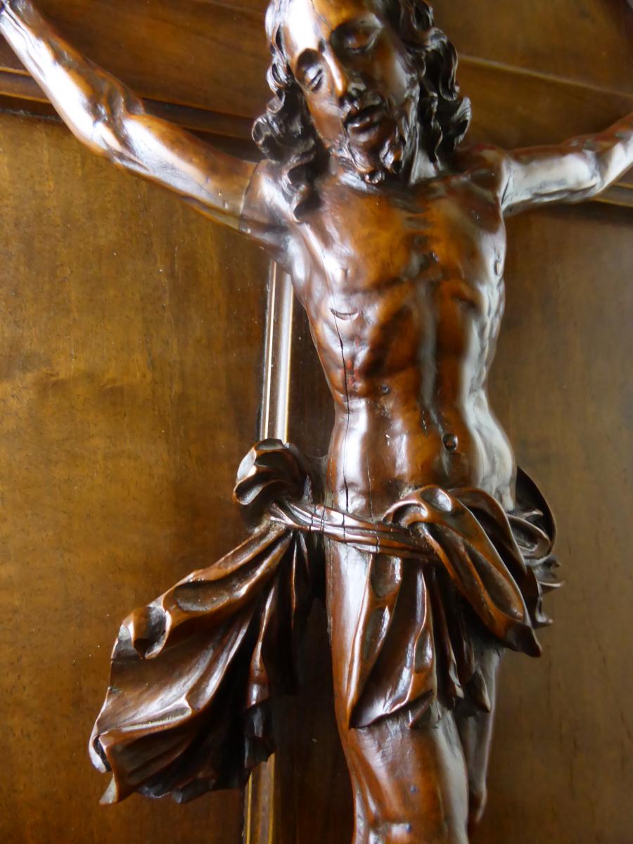 Grand Christ En Buis Sur Cadre-photo-3