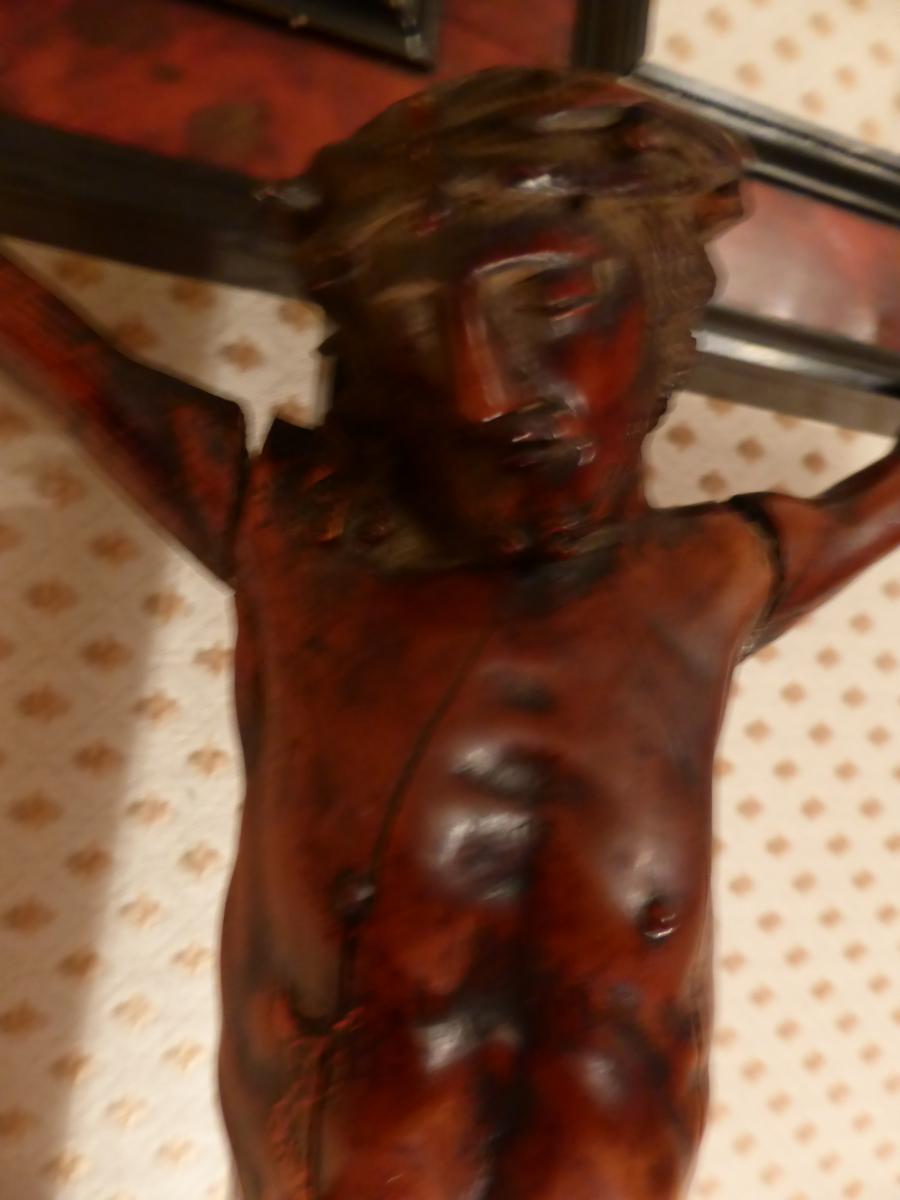 Grand Crucifix D Autel Buis Et Ecaille Fin 17 Eme-photo-2