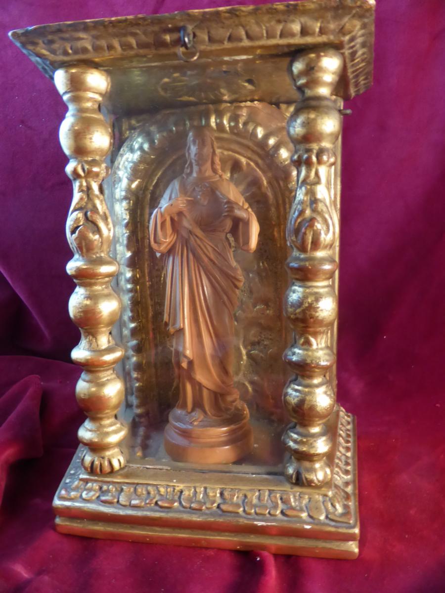 Sacre Coeur Carved Wood In A Dais Wood Dore 18 Eme Siecle