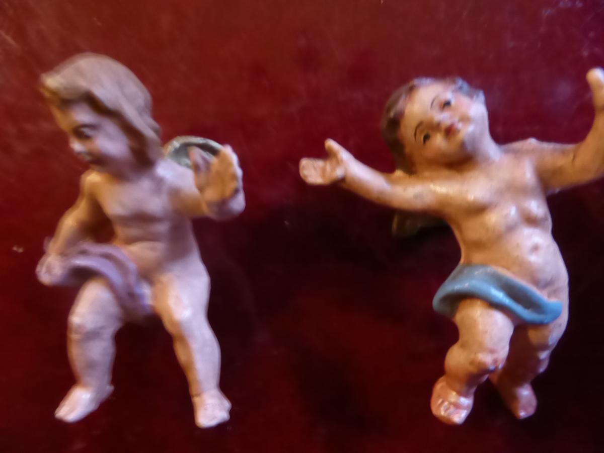 Set Of Six Cherubs Paper Mache Marolin-photo-2