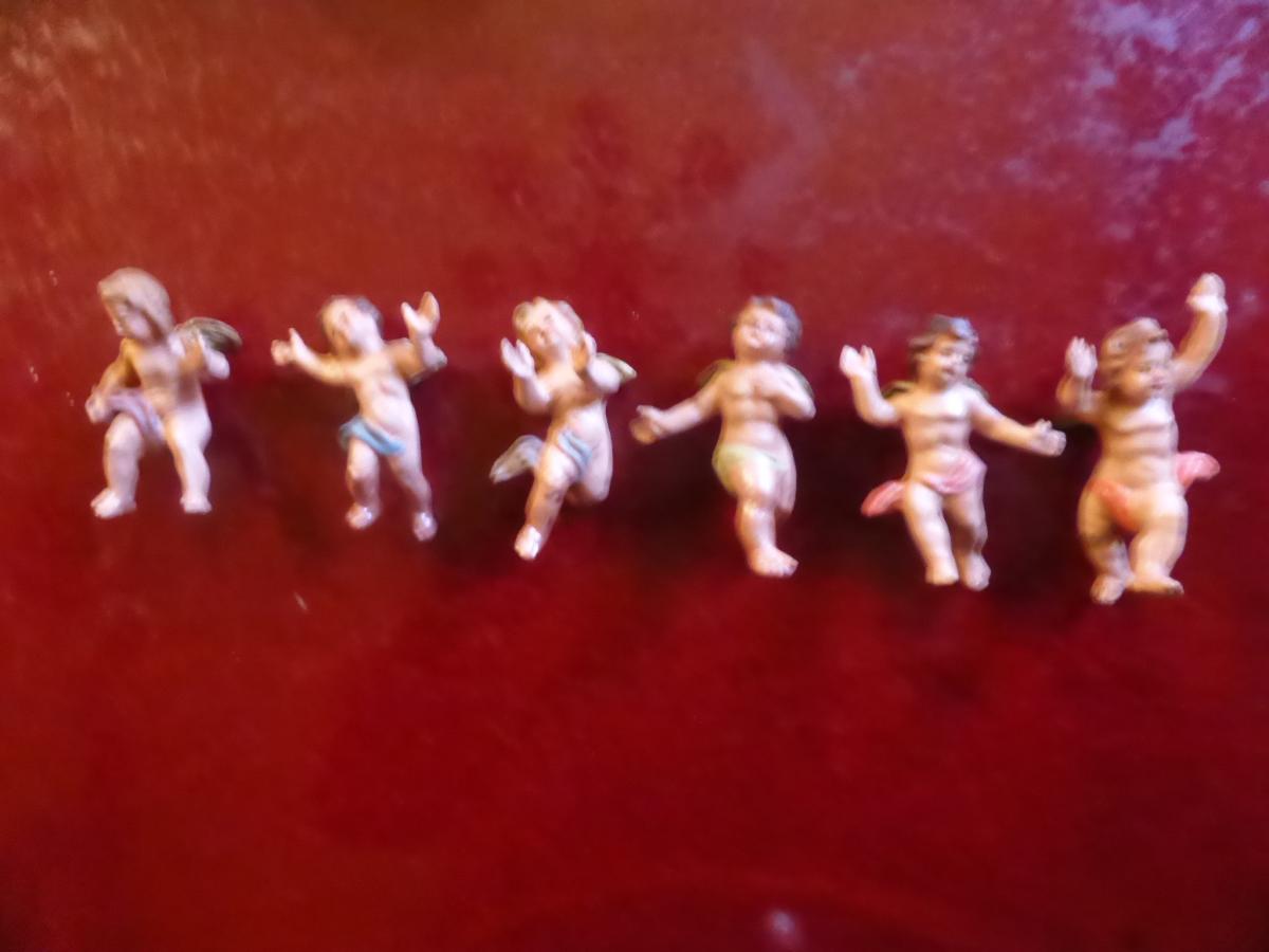 Set Of Six Cherubs Paper Mache Marolin-photo-1