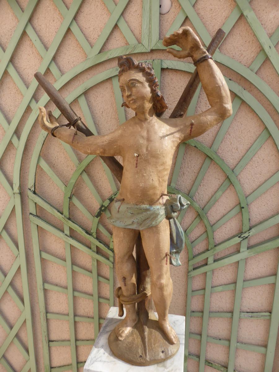 Saint Sebastien Statue Wood 17 Eme Siecle