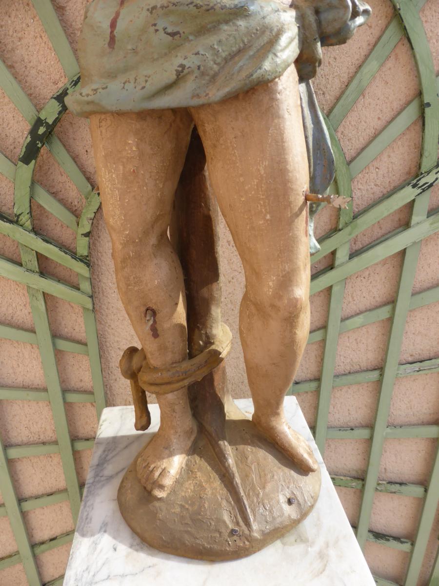 Saint Sebastien Statue Wood 17 Eme Siecle-photo-3