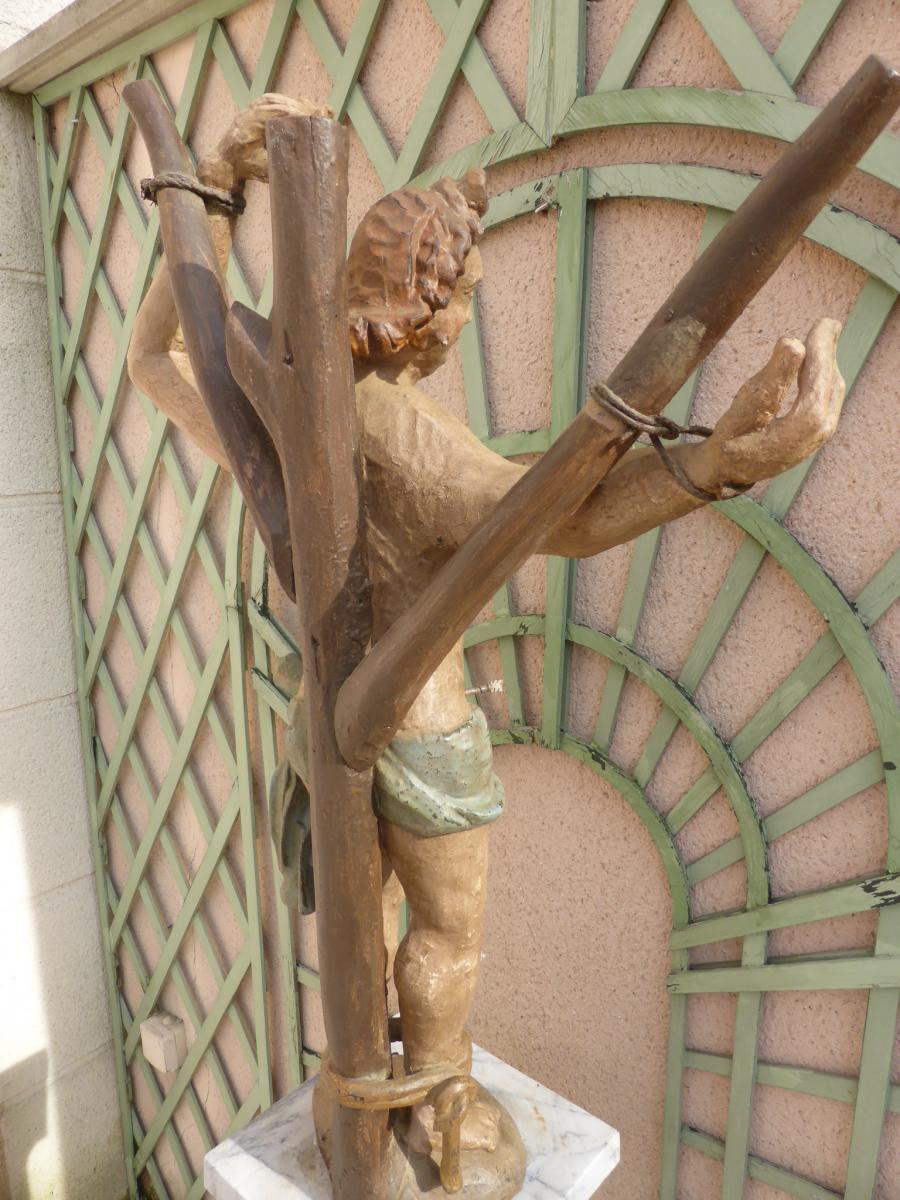 Saint Sebastien Statue Wood 17 Eme Siecle-photo-4