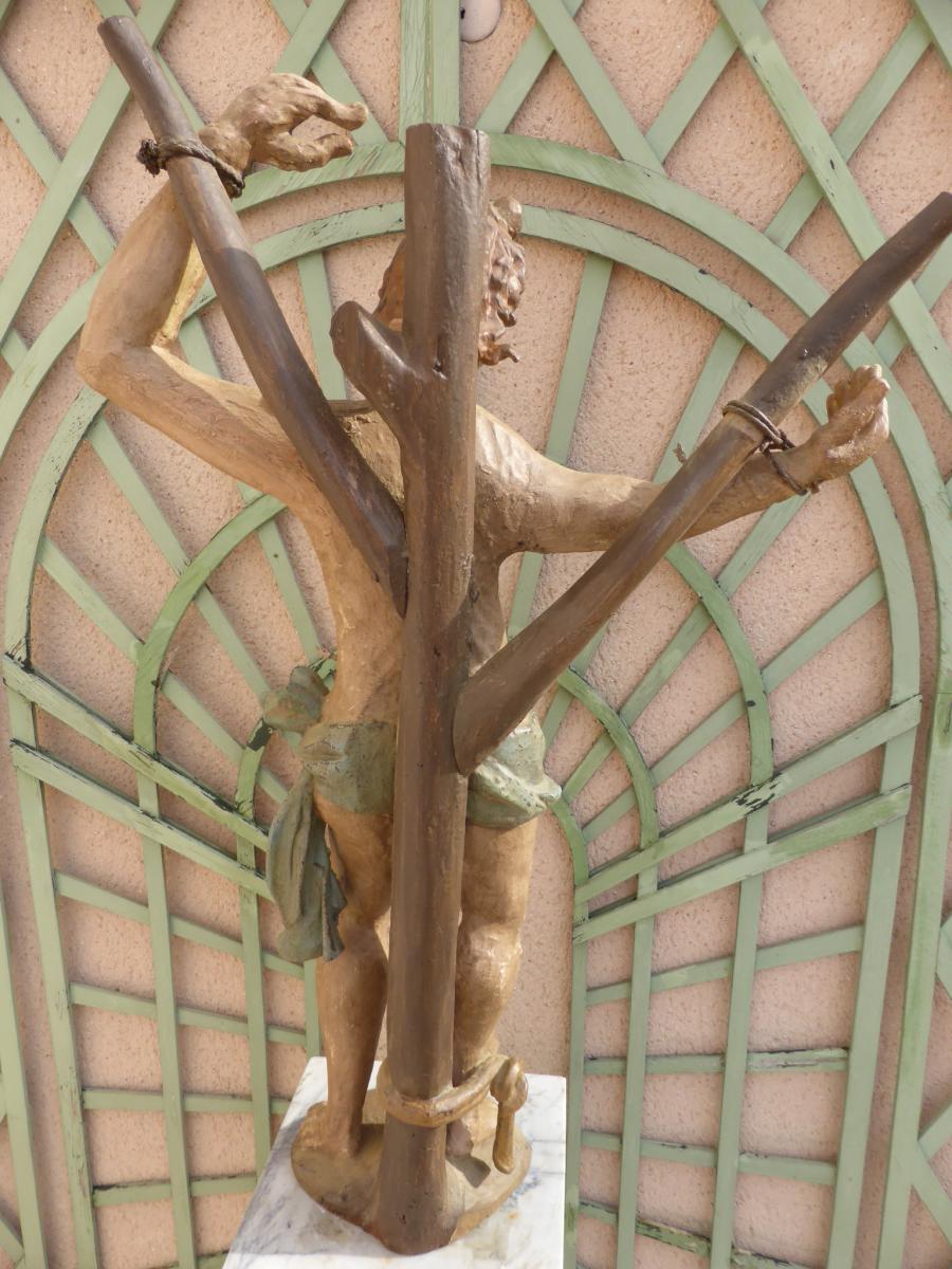 Saint Sebastien Statue Wood 17 Eme Siecle-photo-5