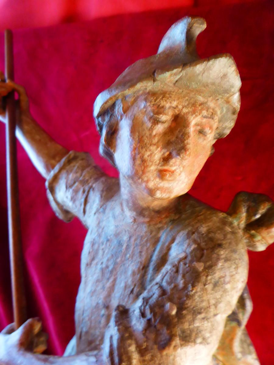 Saint Georges Polychrome Statue 18 Eme Siecle-photo-2