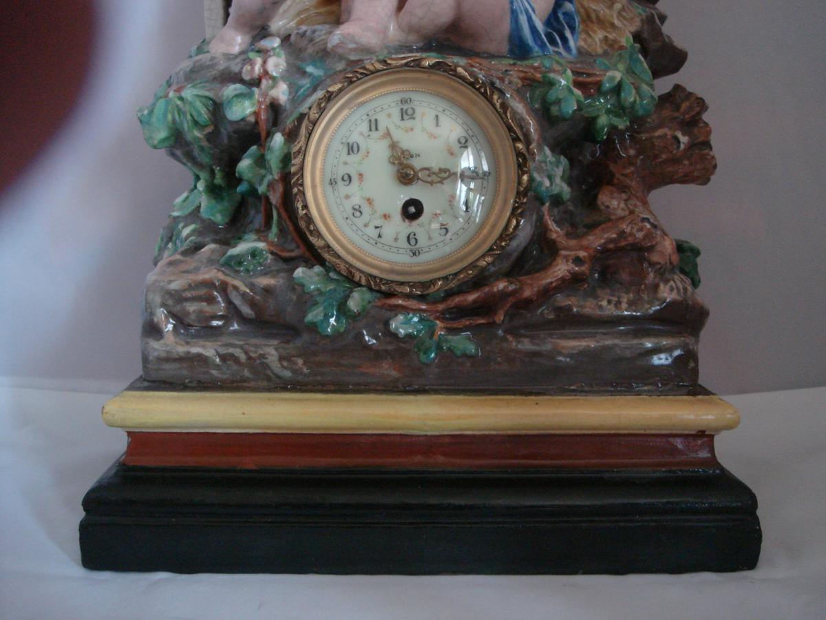 Ceramic Clock And Wildlife Cherubins-photo-2