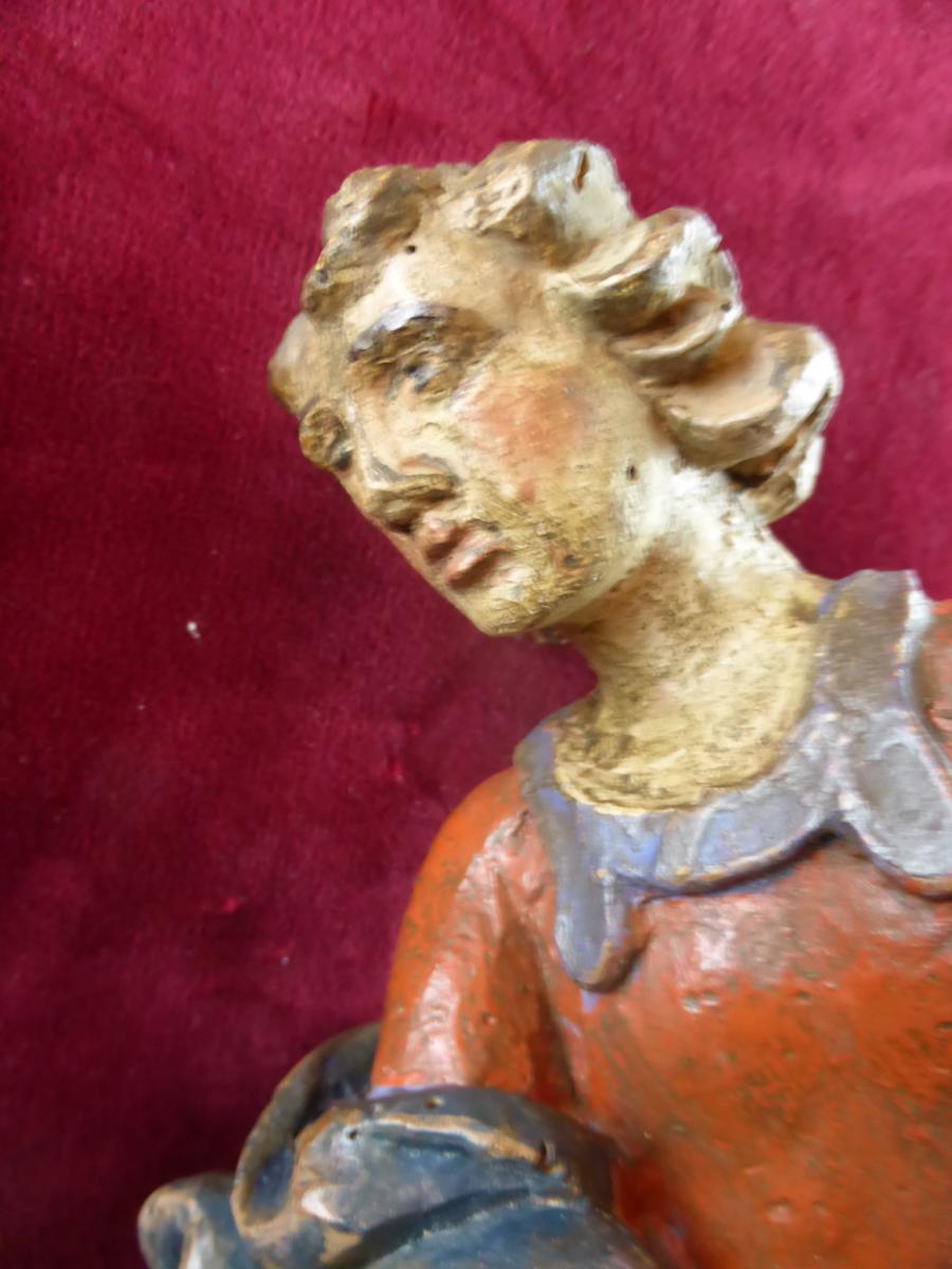 Saint Georges Polychrome Statue 18 Eme Siecle-photo-1