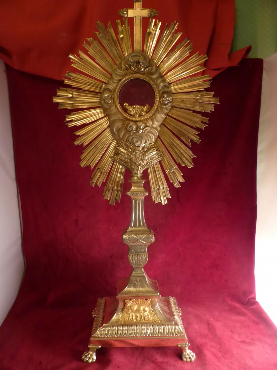 Monstrance Bronze Dore And Silver Vermeil