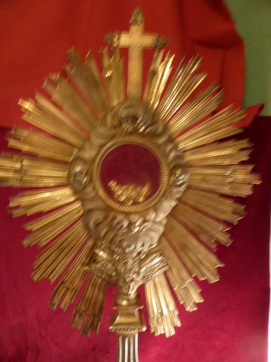 Monstrance Bronze Dore And Silver Vermeil-photo-3