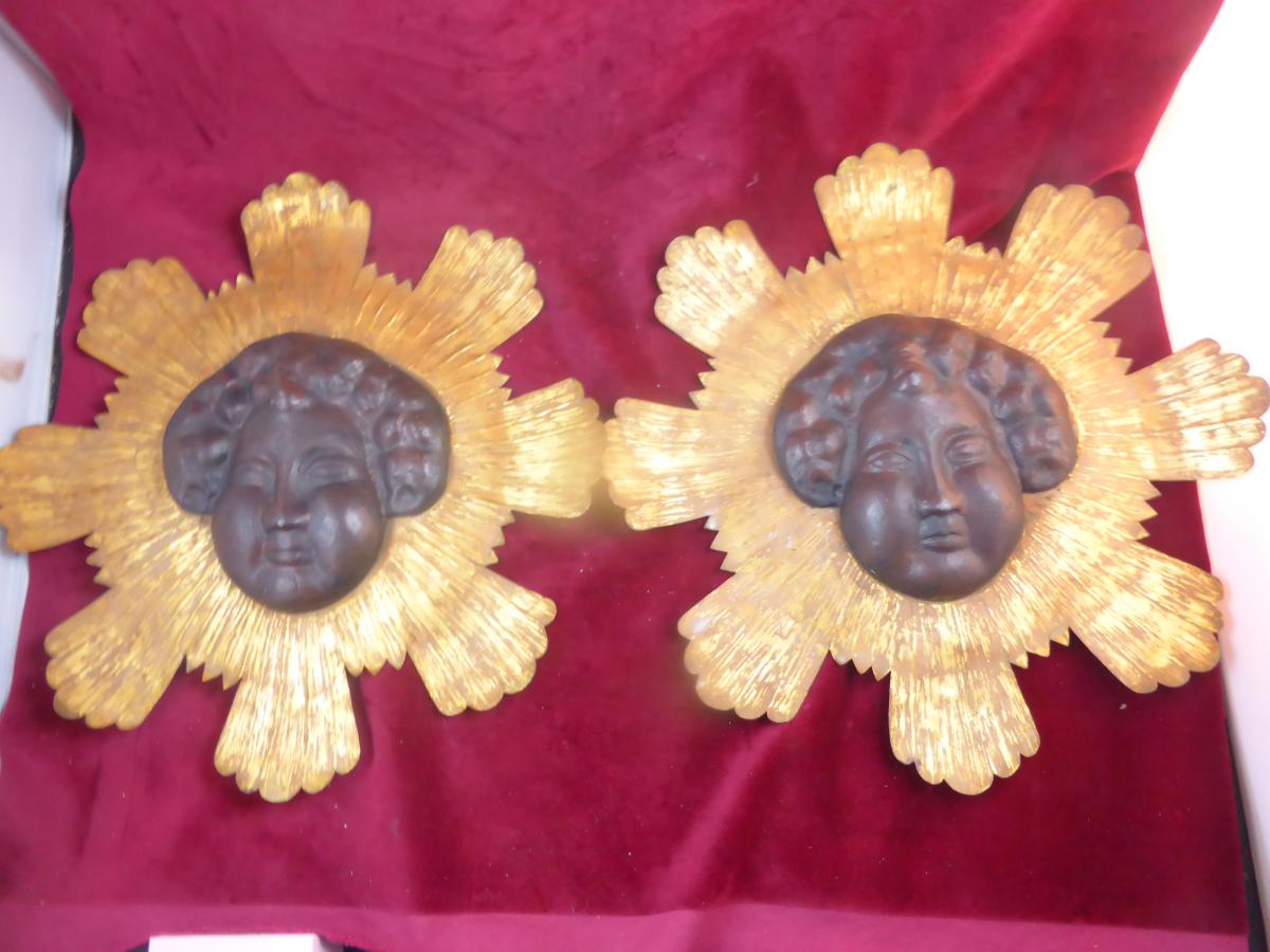 Angels Heads In Medaillon Pair