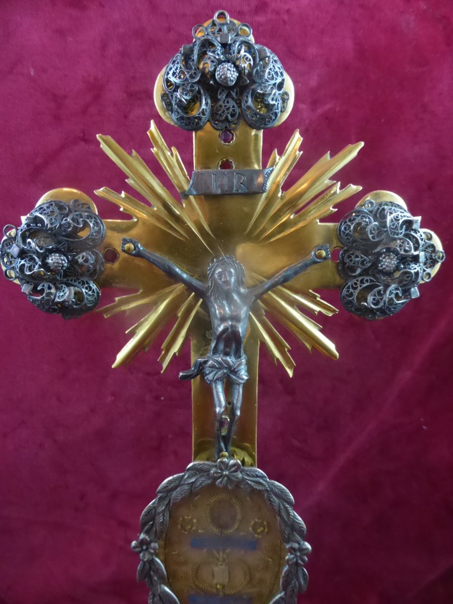 Cross Reliquary Silver Vermeil 18 Eme-photo-2