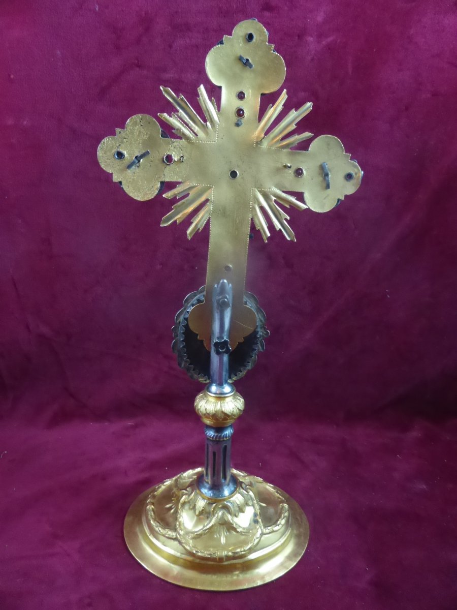 Cross Reliquary Silver Vermeil 18 Eme-photo-7