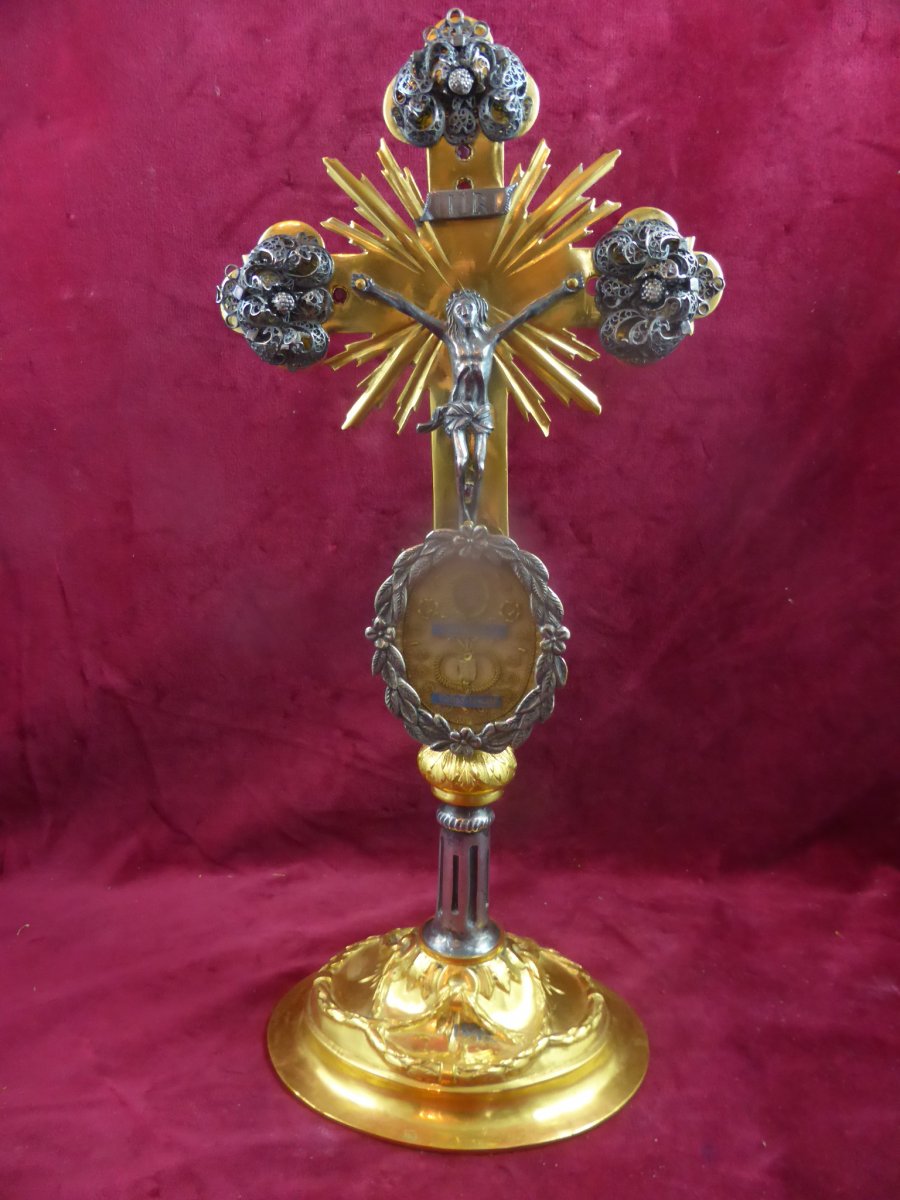 Cross Reliquary Silver Vermeil 18 Eme