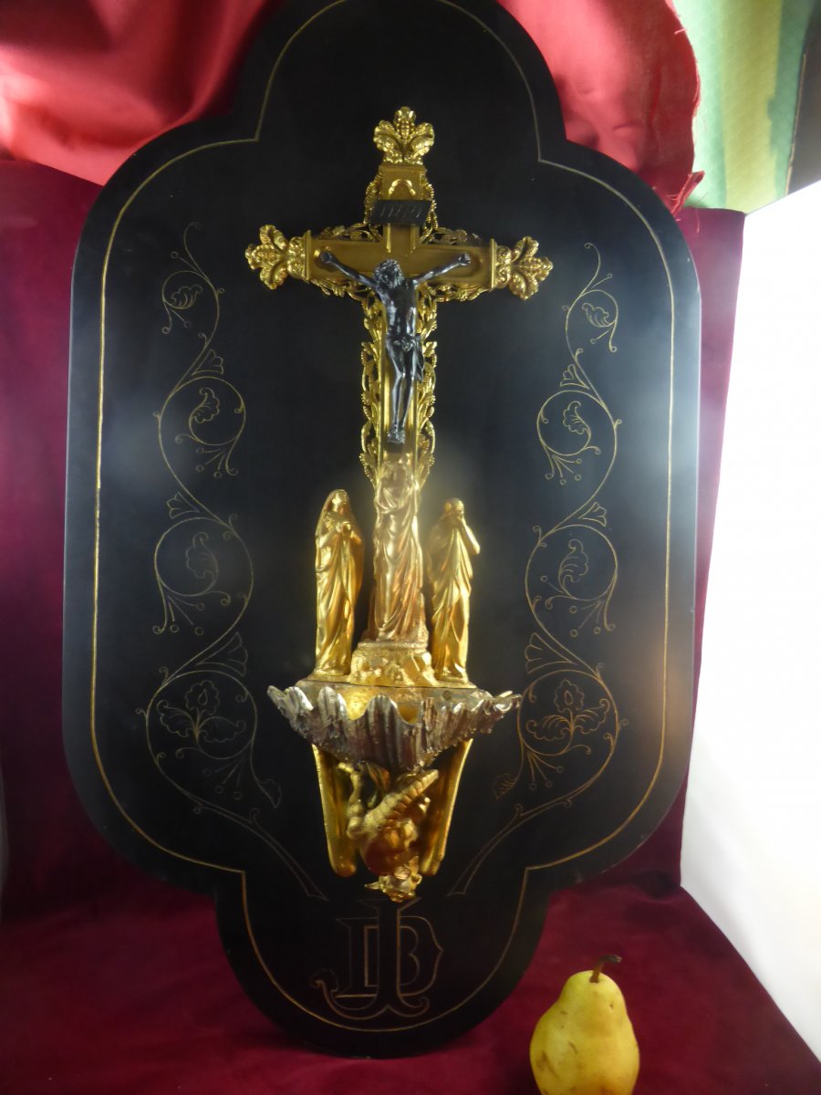 GRAND Benitier Bronze Dore Et Marbre Napoleon III-photo-2