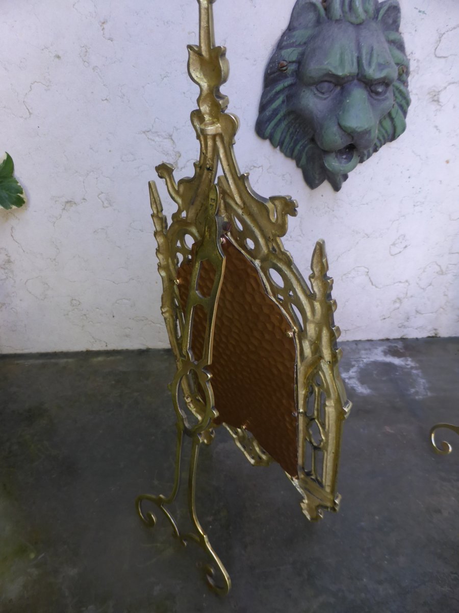 Miroirs Neo Gothiques Paire  Bronze-photo-4