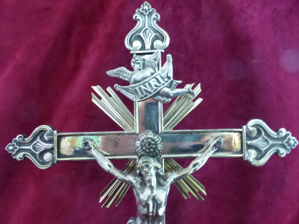 Croix D Autel En Bronze Argente-photo-2