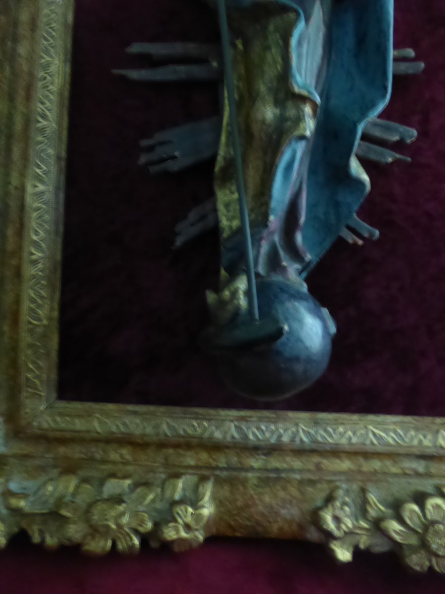 Virgin And Child In Wood Frame 18 Eme Siecle-photo-3