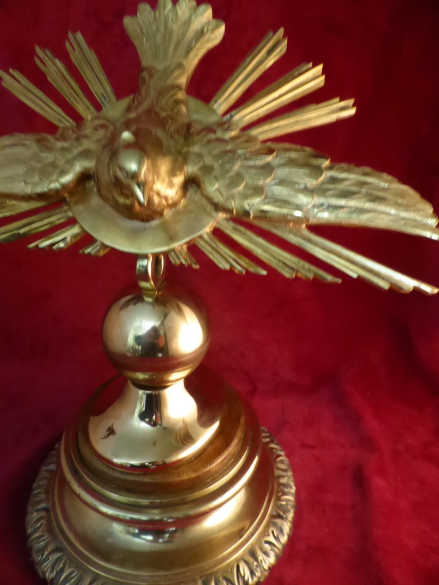 Colombe Eucharistique D Autel Bronze Dore-photo-3