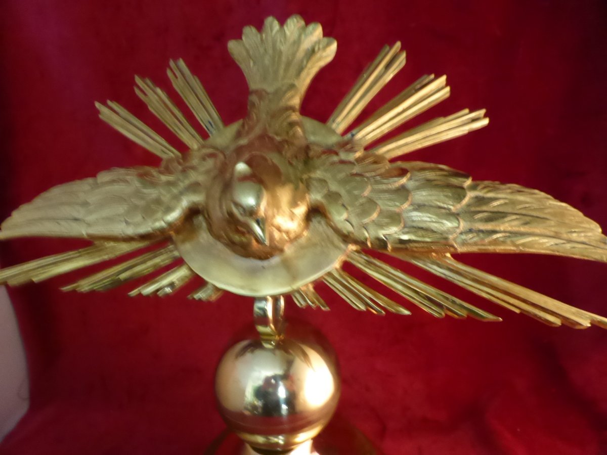 Colombe Eucharistique D Autel Bronze Dore-photo-4
